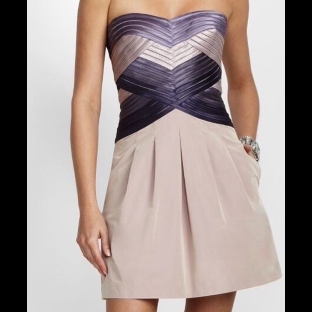 BCBG pleated satin stretch dress - Picture 1 of 1